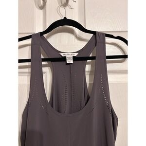 Athleta Presidio Laser Cut Dress Medium Asymmetric Maxi Racer Back Athleisure